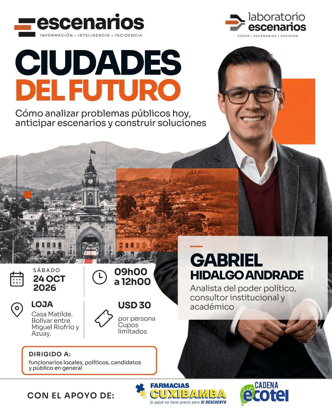 Afiche promocional del taller ciudades del futuro. / Imagen: Gabriel Hidalgo Andrade en Instagram